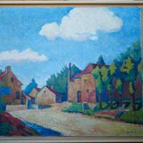 The hamlet, oil on canvas signed Bodon