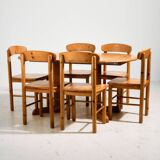 Pine dining set by Rainer Daumiller, Set of 7