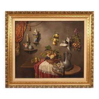 Italian still life painting oil on canvas from the 20th century