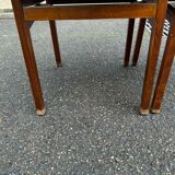 2 Scandinavian Baumann chairs in solid wood and purple velvet, 1960.