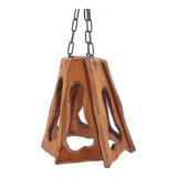 Asymmetrical wooden pendant light, 70s