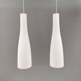 Hanging lamps in handmade/mouth-blown white Murano glass, Italy 1990s