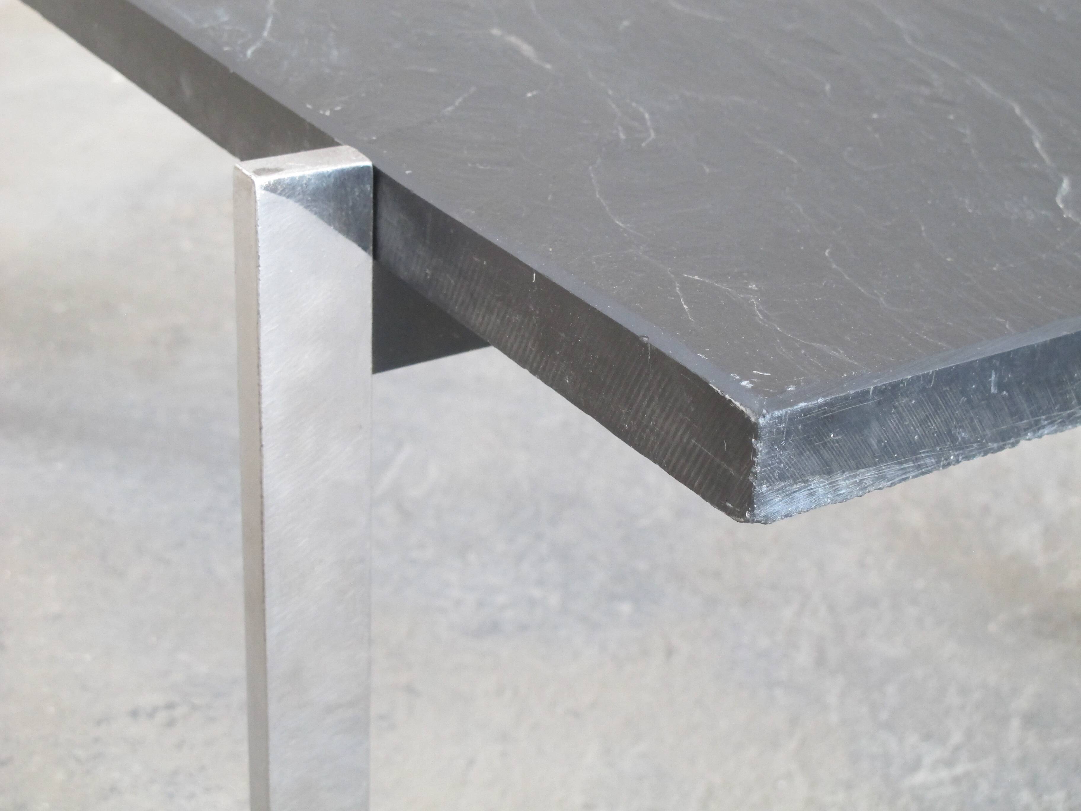 Coffee table chrome steel and slate