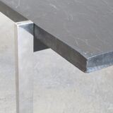 Table basse acier chromé et ardoise