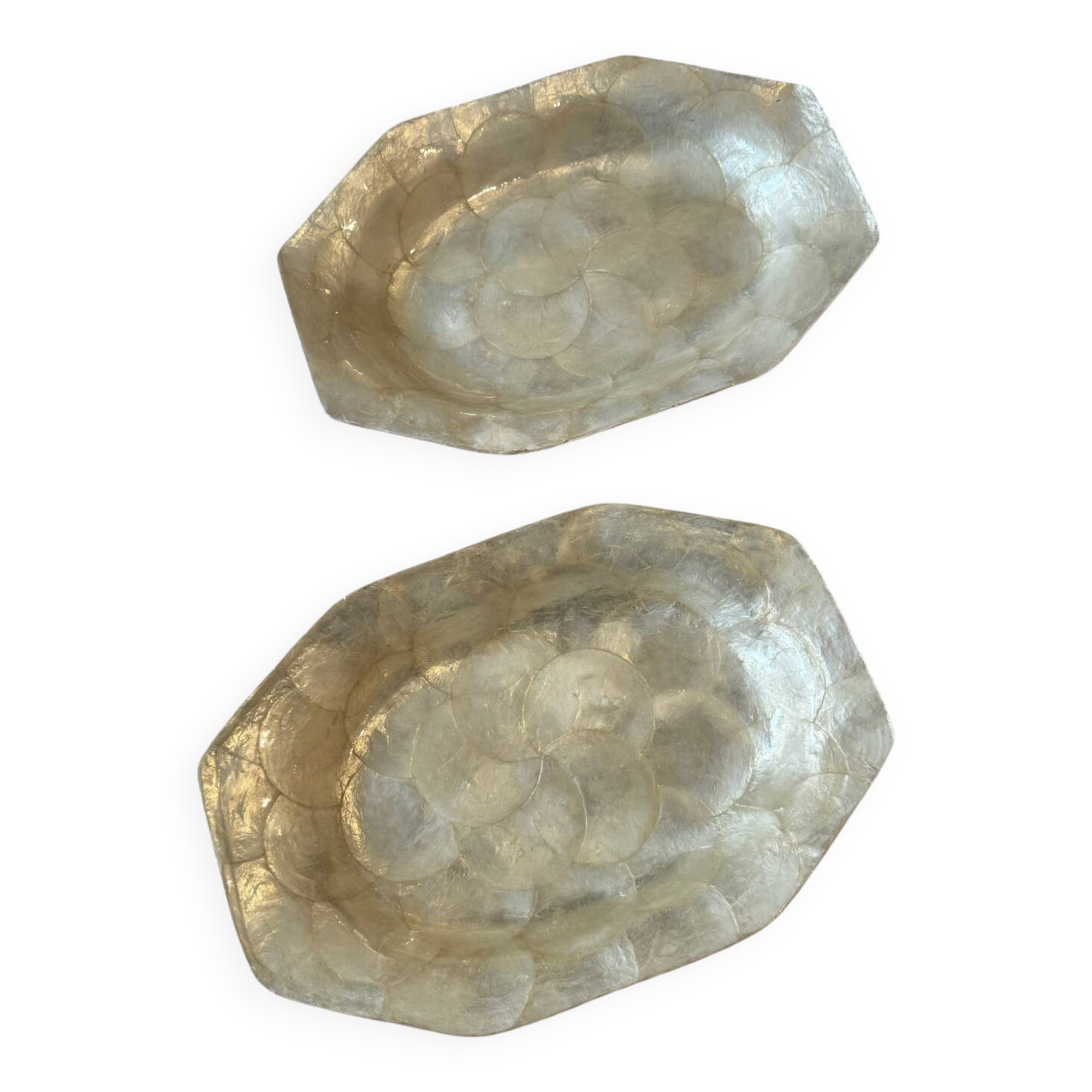 Set of two vintage mother-of-pearl dishes