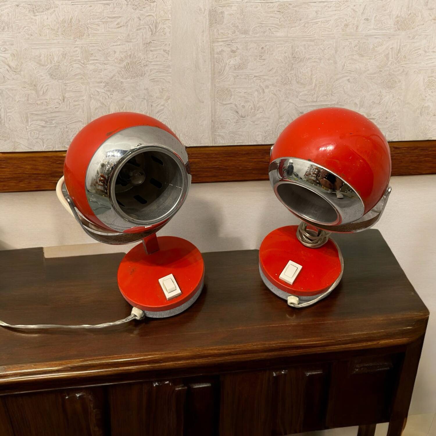 Red Italian Eye Ball Table Lamps 1970’s