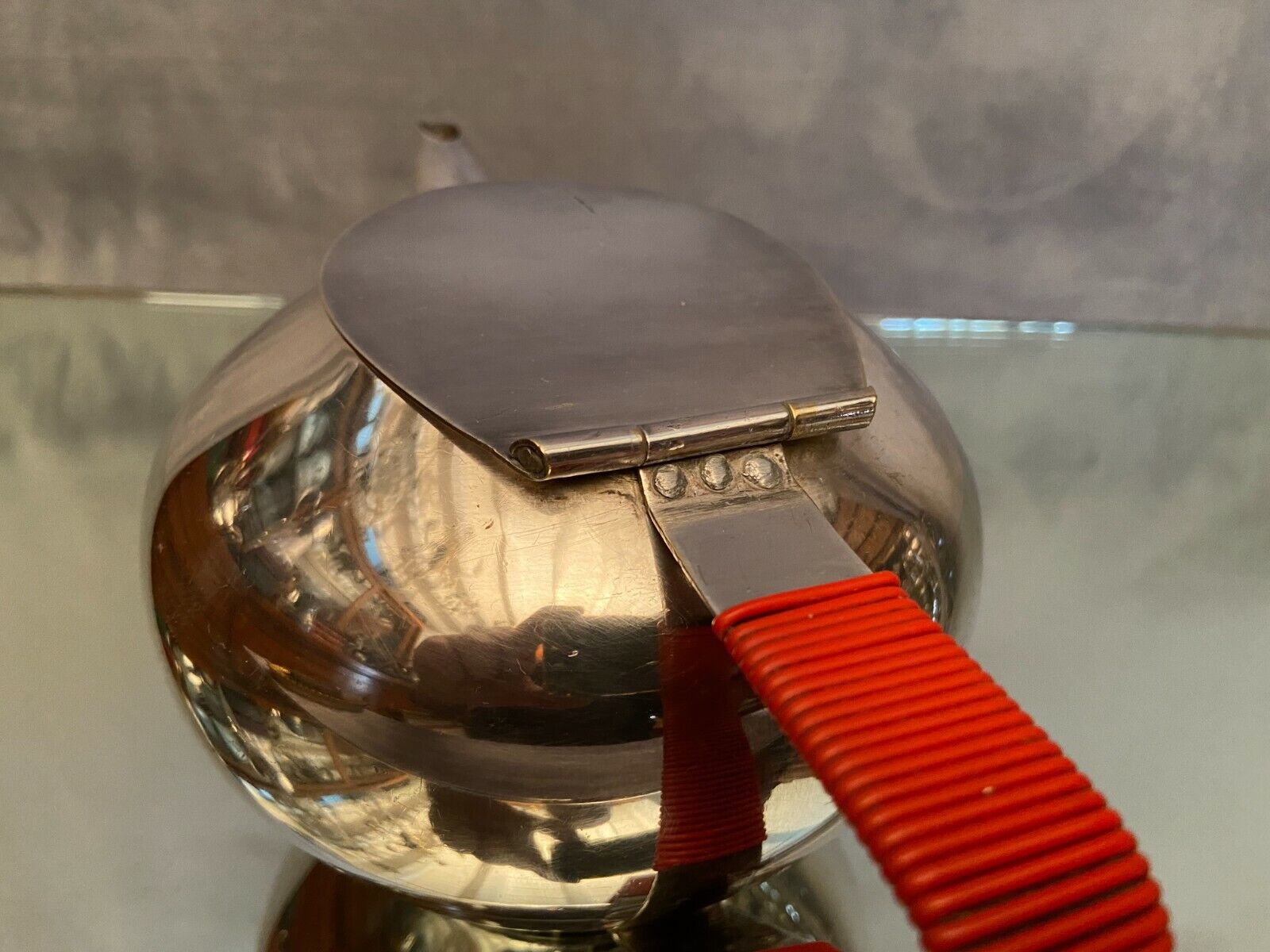 Silver metal teapot WMF vintage design 1960