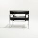 Wassily armchair in black leather, marcel breuer, 2000s