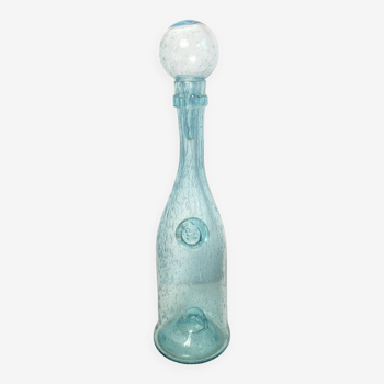 Biot carafe in blue blown glass