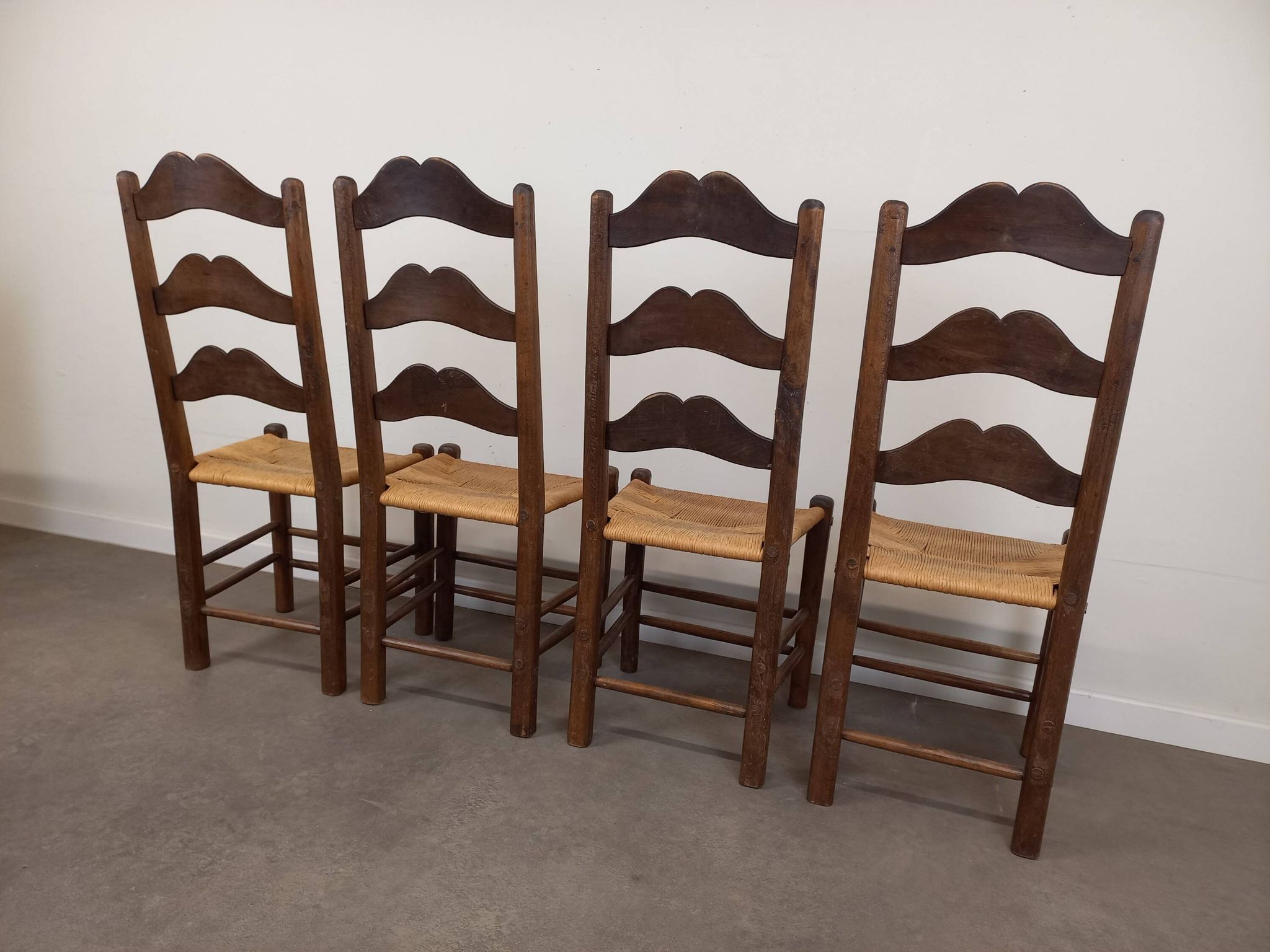 Straw brutalist chairs, set of 4