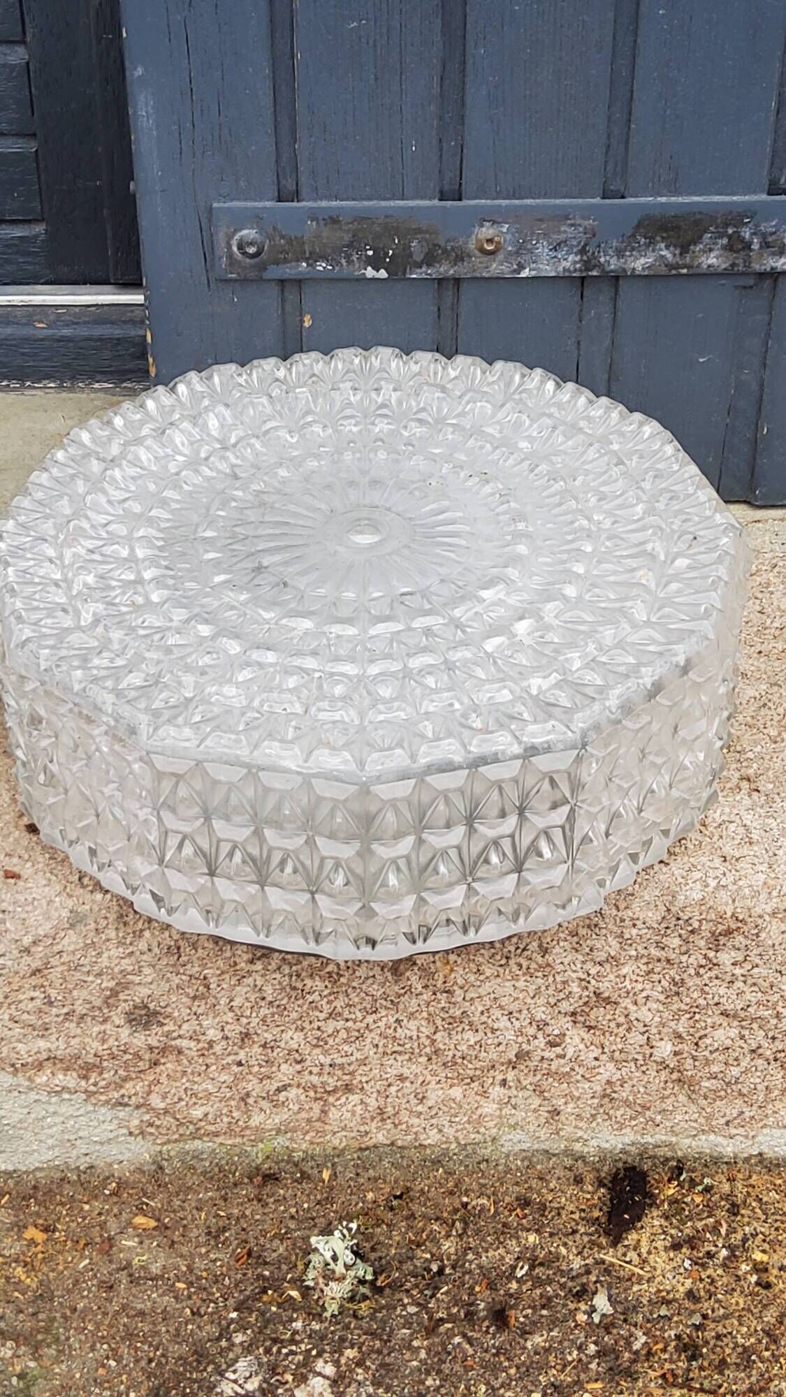 Set of 2 Erco ceiling lights from the 60s in diamond-tipped glass Diameter 35cm