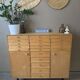 Vintage 20-drawer craft cabinet, 1960s in raw wood