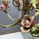 Italian Florentine Tole and Ceramic Flower Chandelier, 1950s