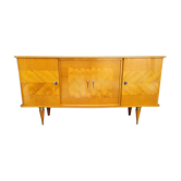 Enfilade, bois blond et laiton, vintage, années 50