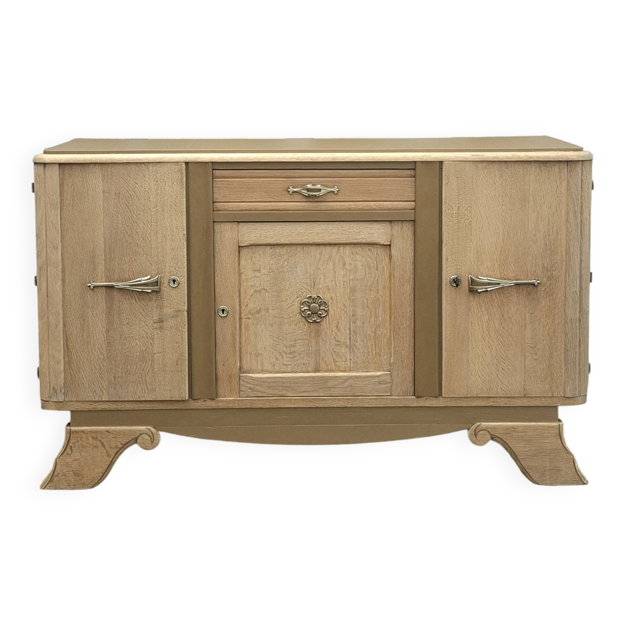 Art deco buffet in solid oak and ochre.