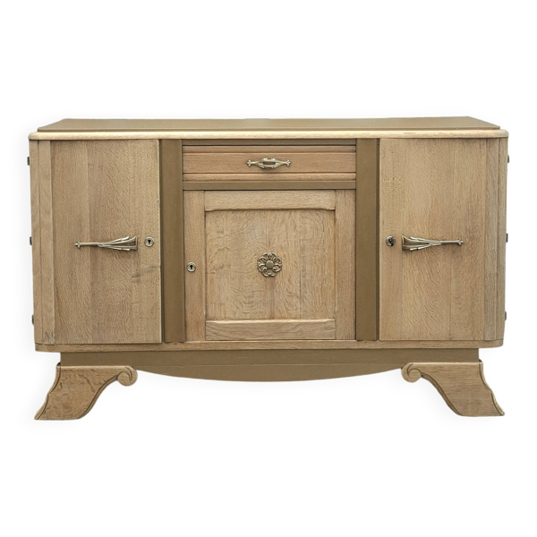 Buffet art deco en chene massif et ocre