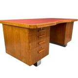 Bauhaus Walnut Writing Desk with Red Top