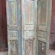 Three-leaf screen, salvaged from an Indian home, green, blue and natural patina