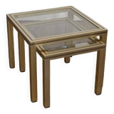 Tables gigognes en laiton et verre 1970