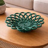 Openwork green ceramic bowl from Vallauris, 1950s.
