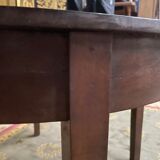 Round walnut farmhouse table with belt