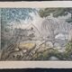 La Roche Laffitte (Born in 1943) - Watercolour drawing on silk Wolf trap