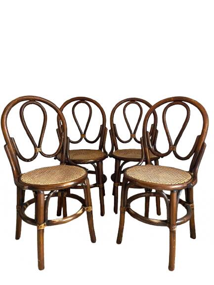Rattan and cane bistro chairs