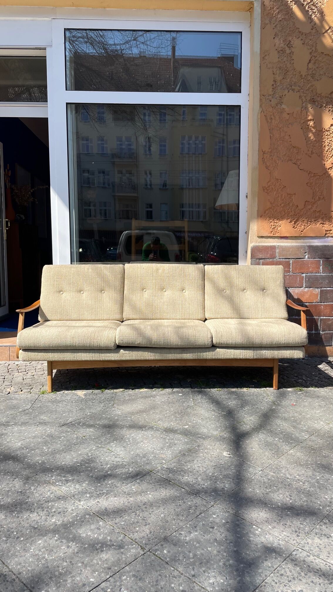 Canape daybed of the 60s in wood and wool