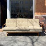 Canape daybed of the 60s in wood and wool