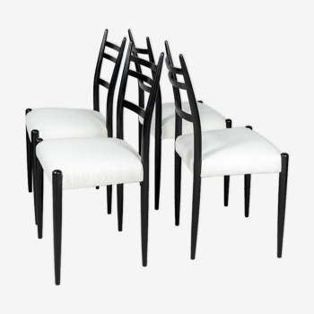 Set of 6 dining black & white bouclé chairs by D. Gomme for G Plan, 1950