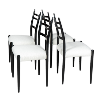 Set of 6 dining black & white bouclé chairs by D. Gomme for G Plan, 1950