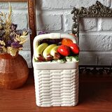 Vintage ceramic pot, fruit decor, Portugal