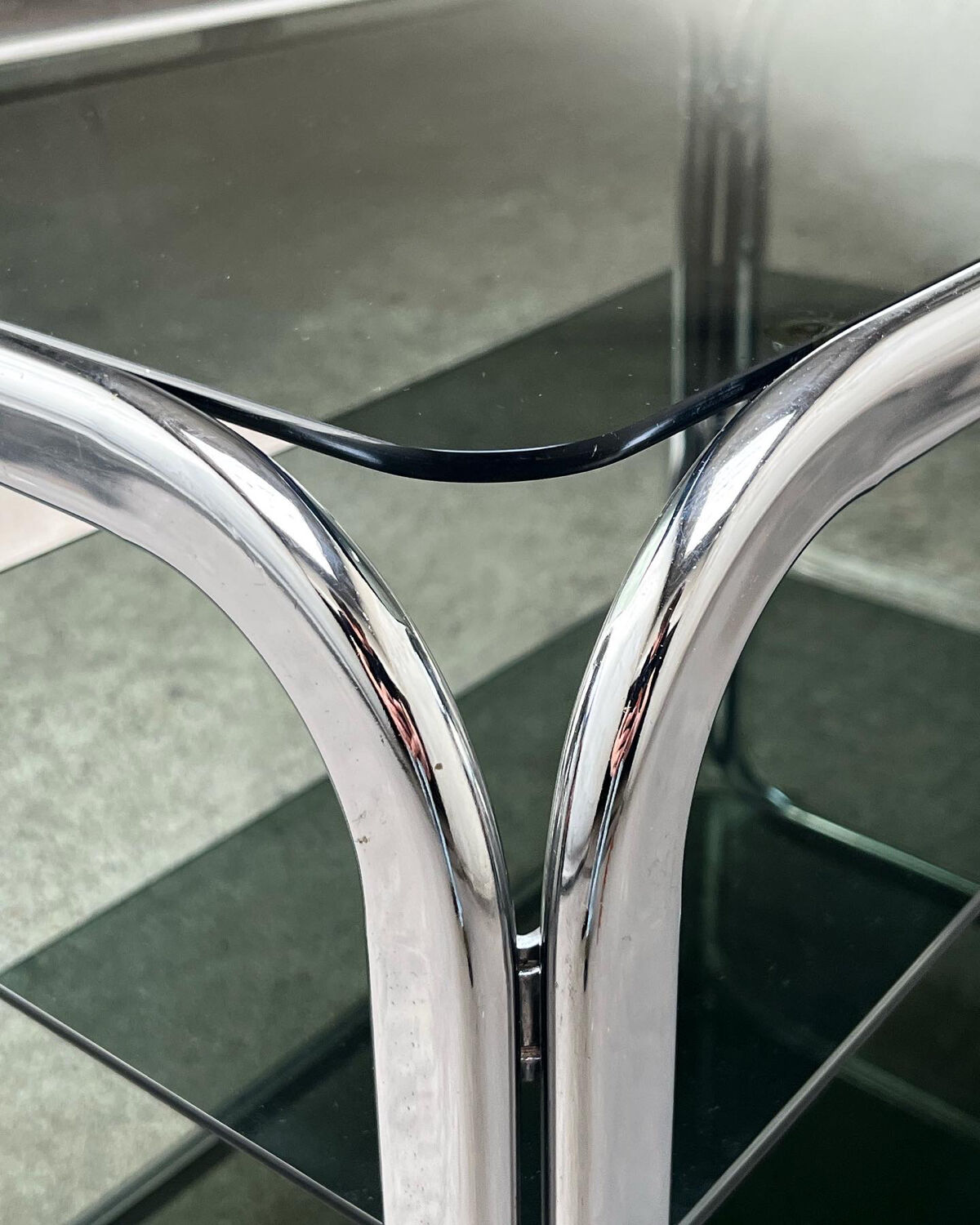 Service 1970 smoked glass chromed metal