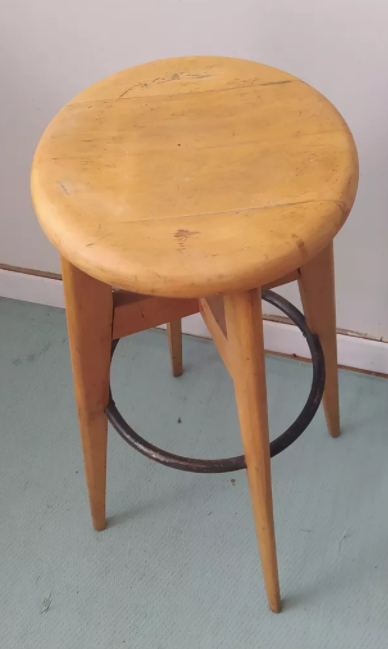 Tabouret de bar vintage en bois stella