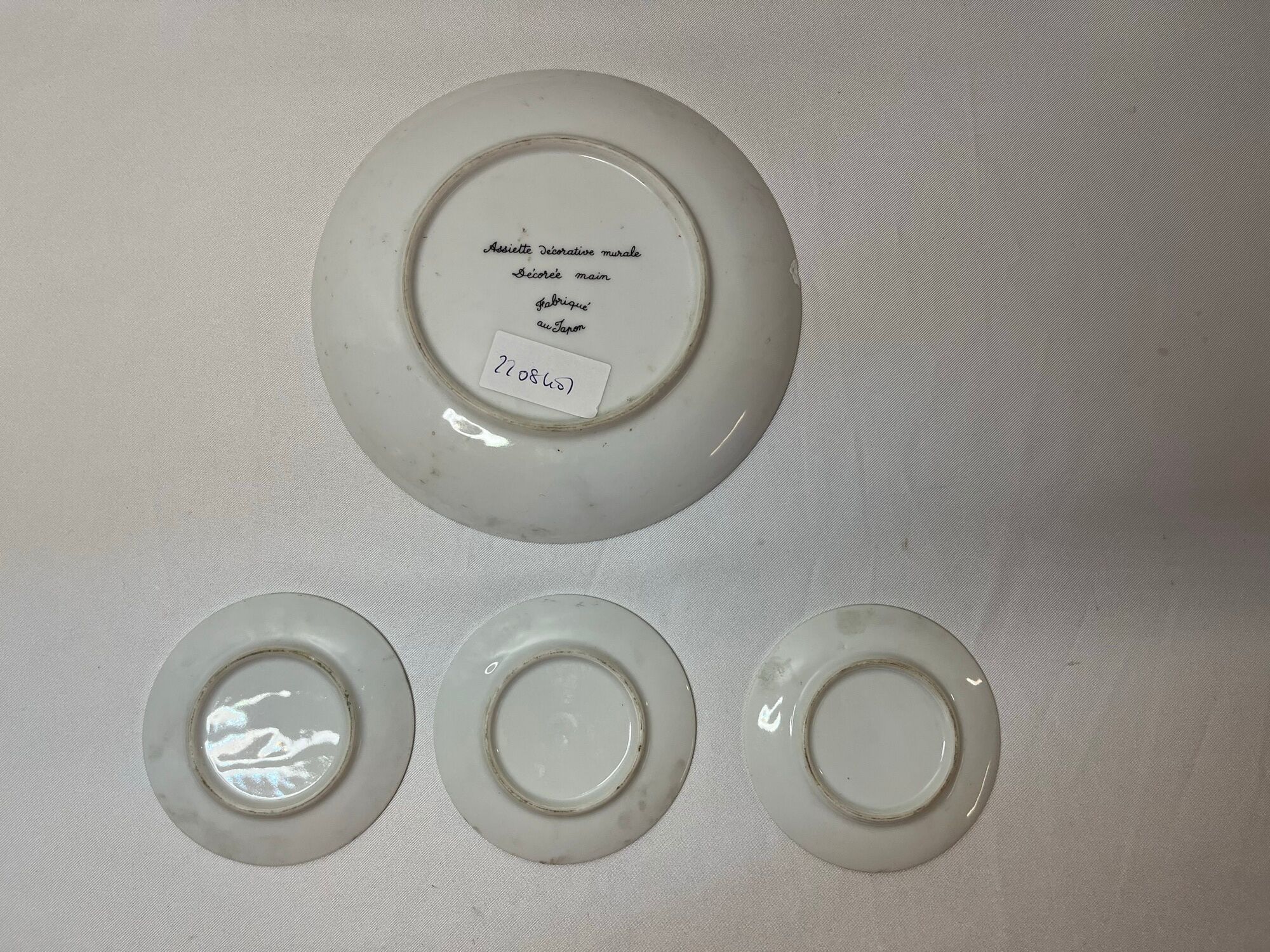 Set of 4 porcelain plates decoration peacock Japan XXth