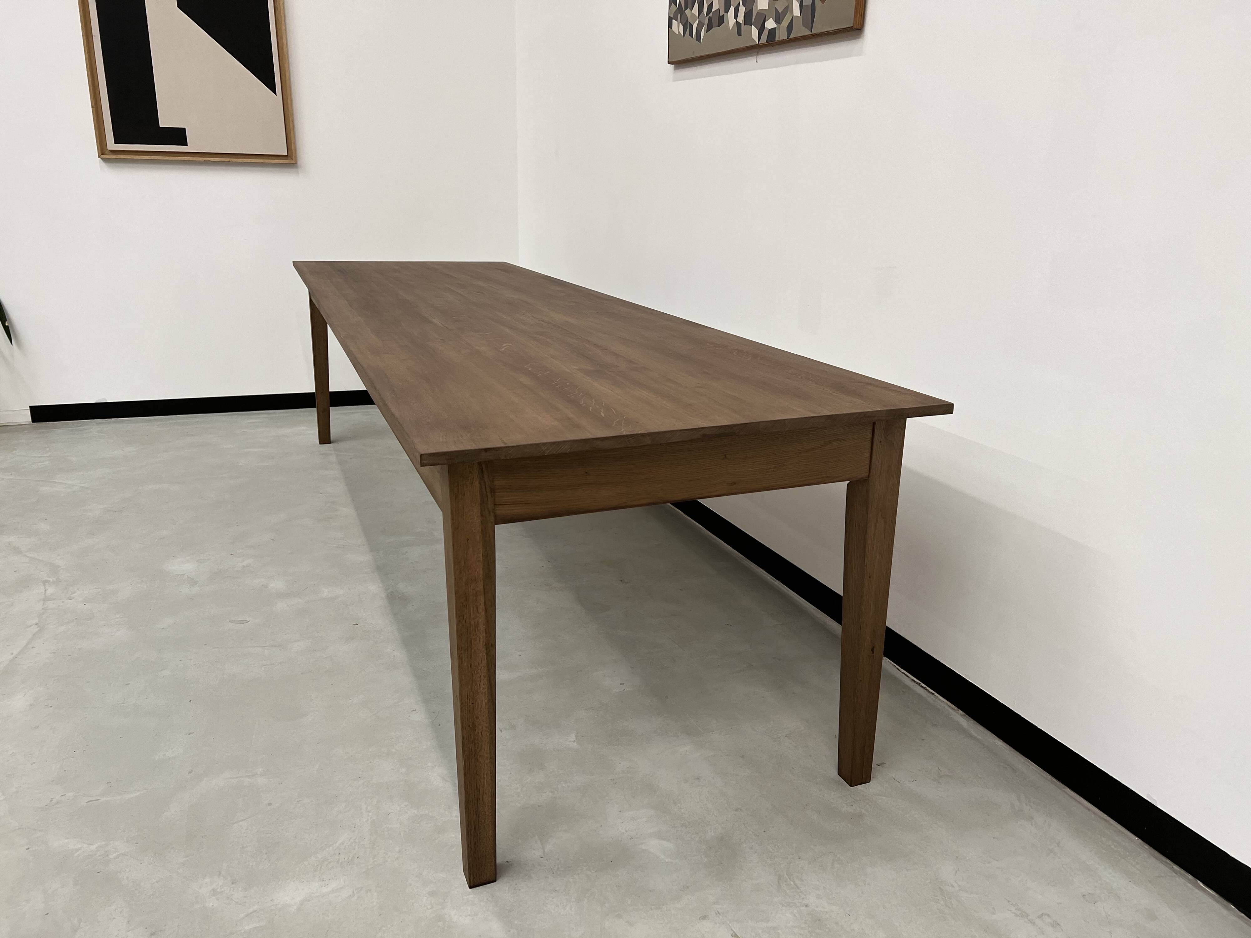 "Dark Brown" farmhouse table in solid oak, 300 x 90 cm