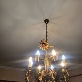 Set of painted metal chandeliers with flower decor