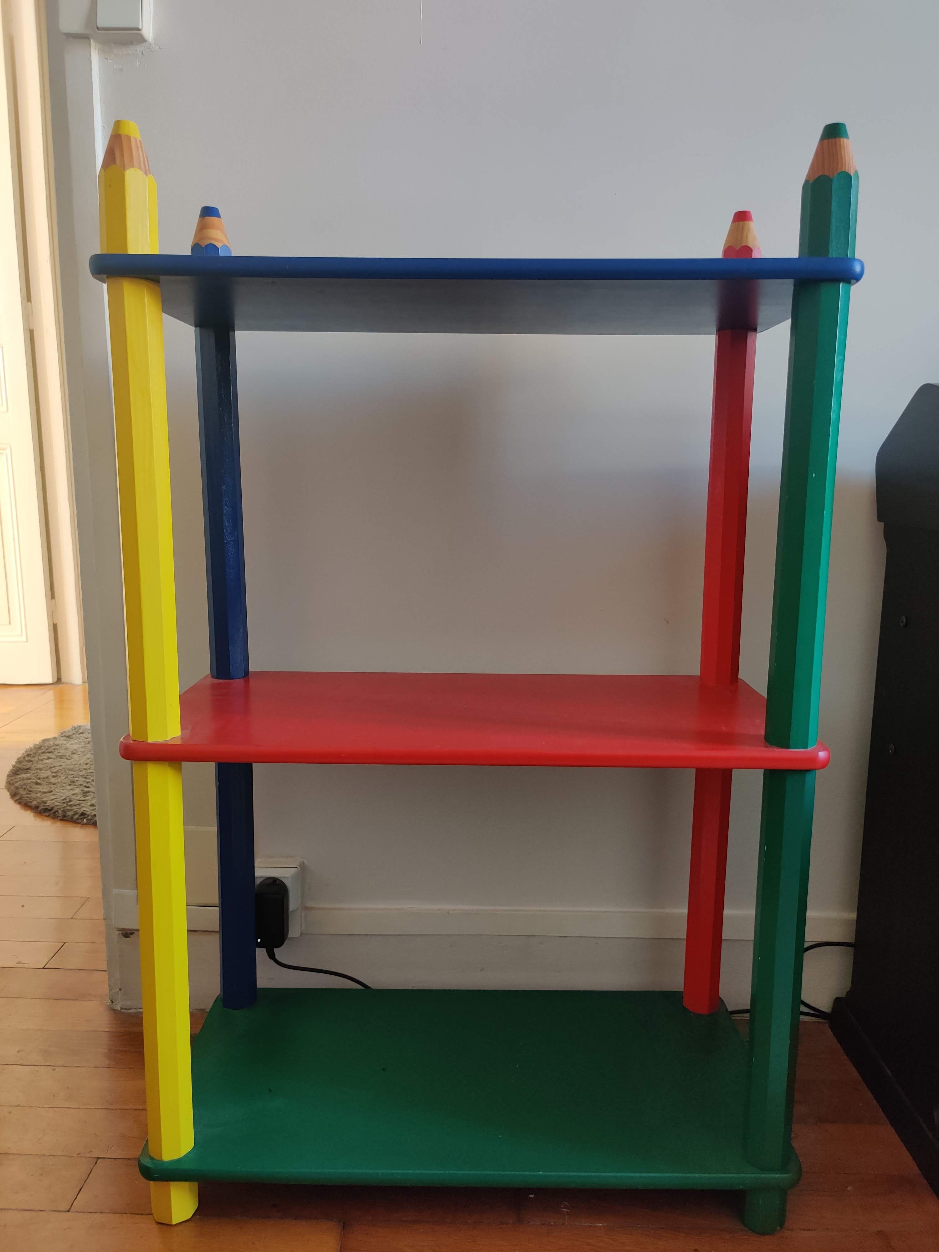 Bookcase shelf pencils Pierre Sala vintage