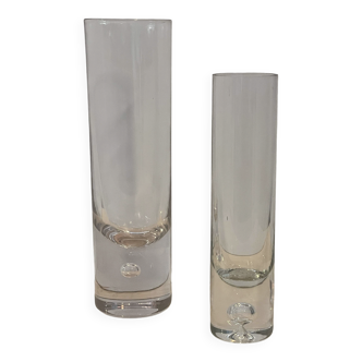 Pair of glass vases with a Scandinavian design from the 60s-70s.