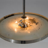 Nickel-plated bauhaus chandelier, czechoslovakia, 1930s