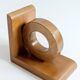 Vintage wooden bookends in Bauhaus mid-century minimalist style.