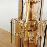 Lampe de bureau vintage en verre fumé : EGLO Leuchten, table dorée autrichienne des années 1980