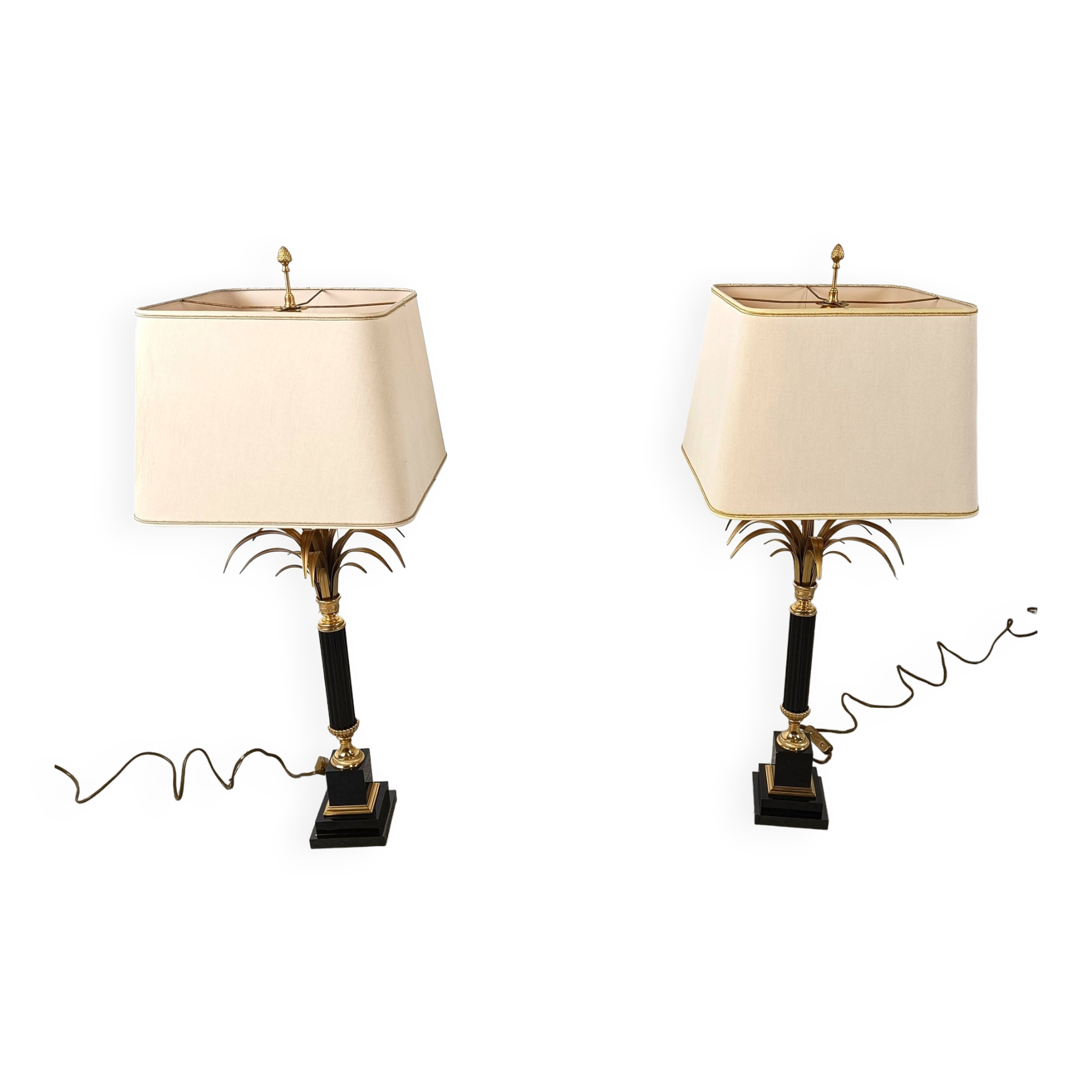 Paire de lampes de table vintage Hollywood Regency, 1970
