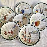 7 anciennes assiettes à dessert Creil et Montereau Terre de fer