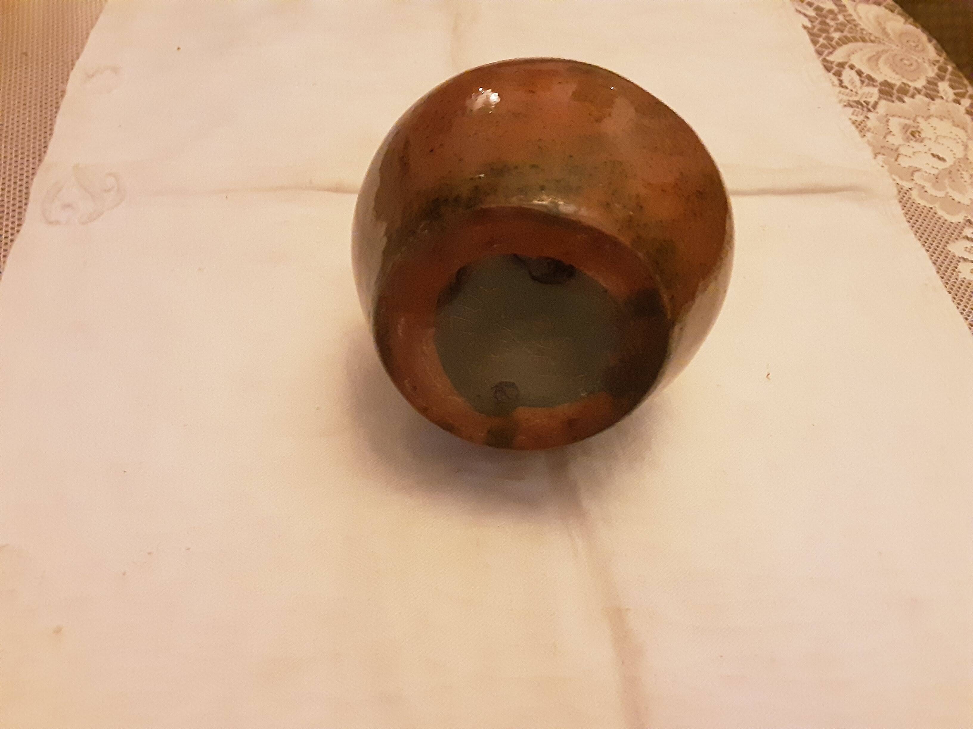 BROWN GLAZED STONEWARE SOLIFLORE VASE SIGNED BARRAULT 1965