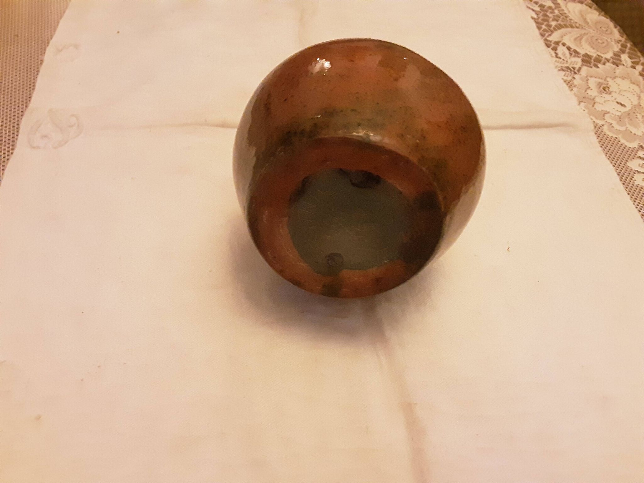 BROWN GLAZED STONEWARE SOLIFLORE VASE SIGNED BARRAULT 1965