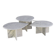 Ensemble de 3 tables d'appoint en marbre en forme de goutte d'eau, table basse vintage.