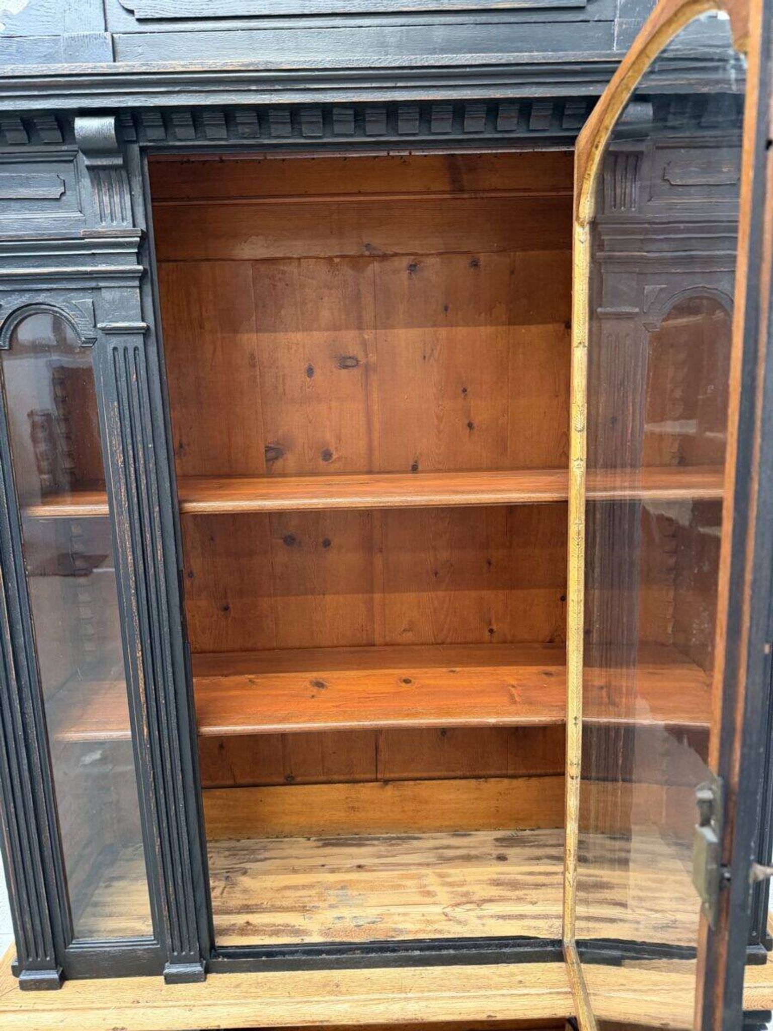 19th-century shop display cabinet in solid oak