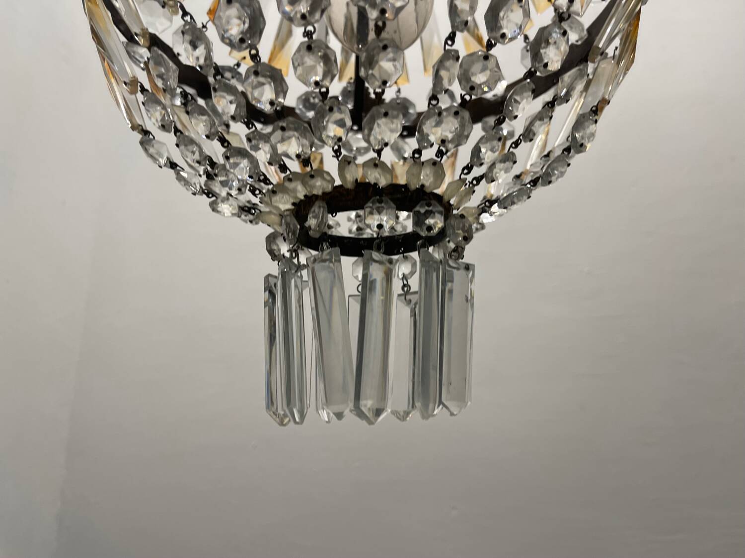 Italian Crystal Basket Chandelier 1960’s