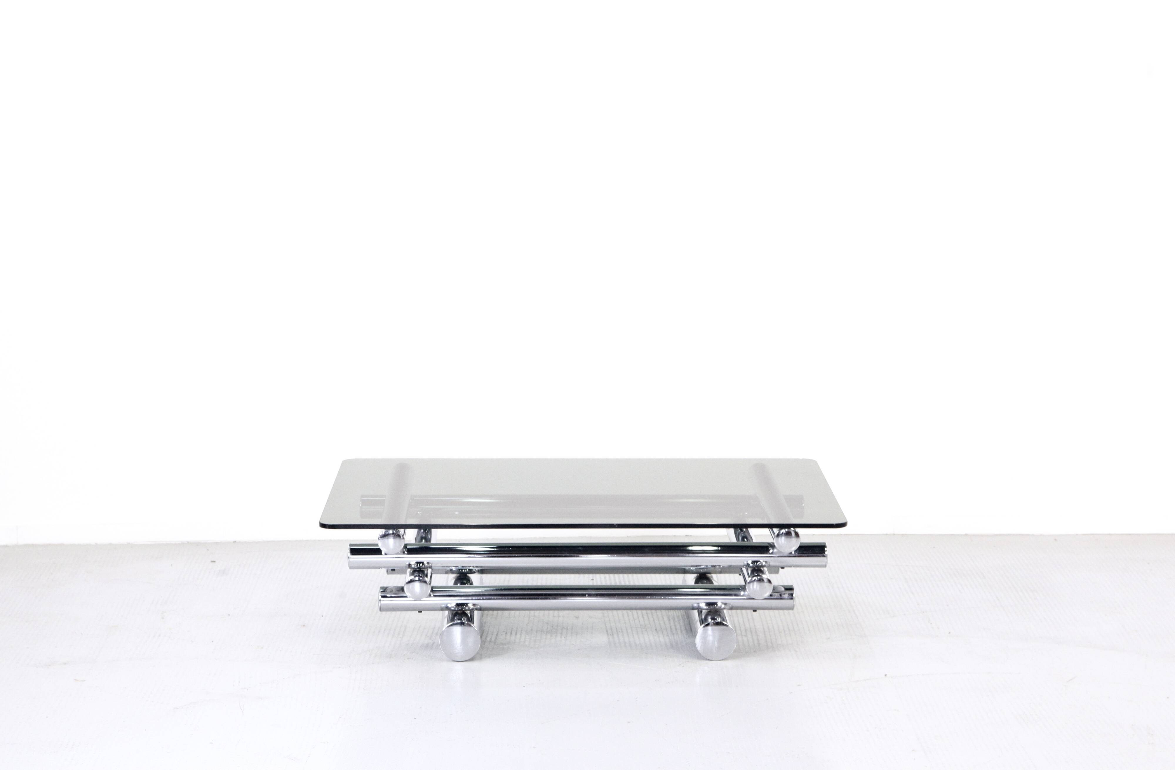 Midcentury 1970s Italian Stacked Chrome Coffee Table